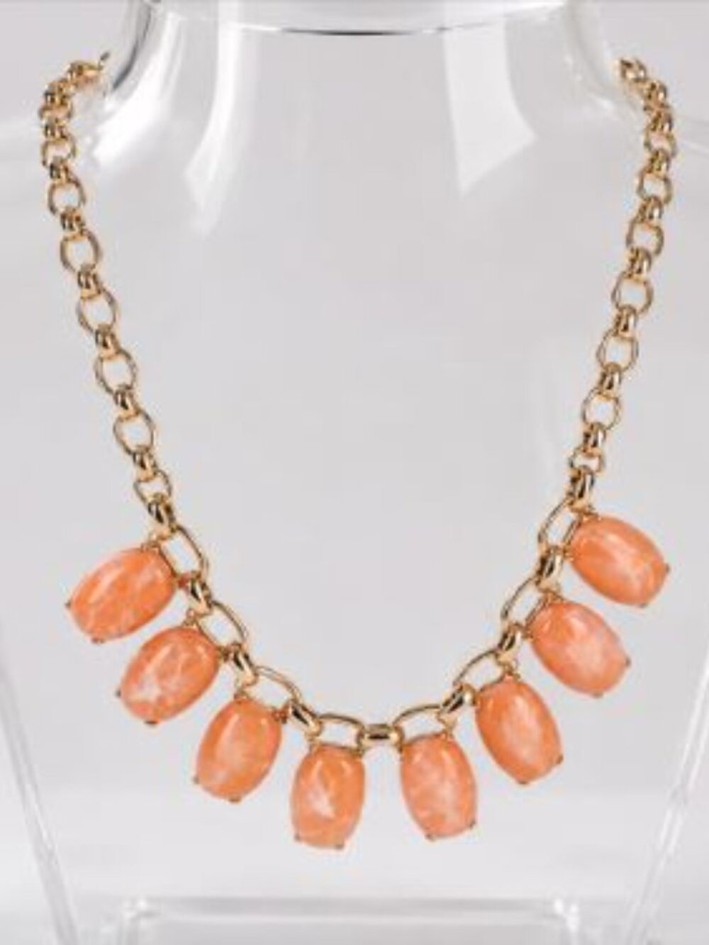 Nordstrom Lee by Lee Angel Peach Cabochon Swirl Stone Fan Necklace NWT 48